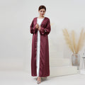 Mexizo Women's Modest Islamic Diamond Cardigan New Design Satin Dubai Abaya Plus Size Traditional Muslim Clothing Accessory