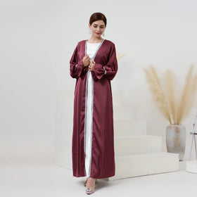 Mexizo Women's Modest Islamic Diamond Cardigan New Design Satin Dubai Abaya Plus Size Traditional Muslim Clothing Accessory