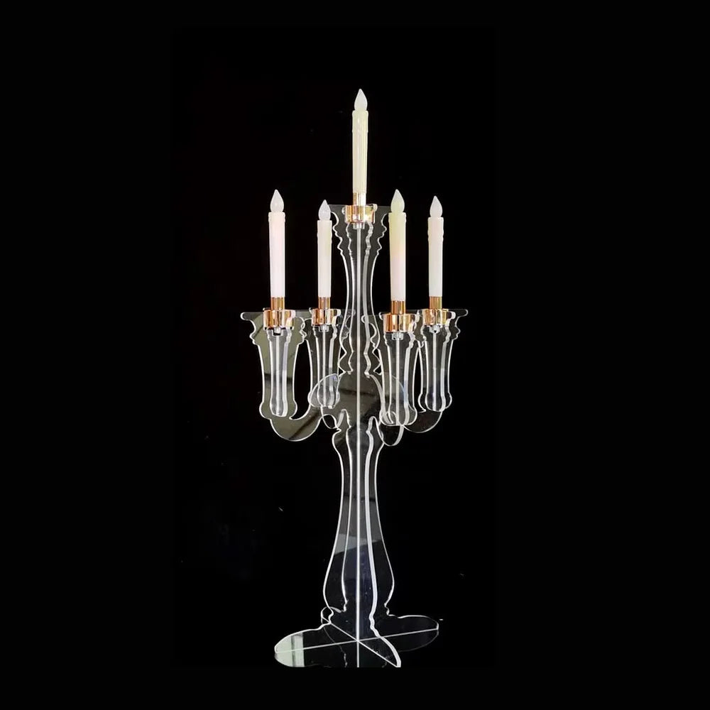 Wedding Centerpiece Transparent Acrylic Crystal Candlestick Acrylic Candle Holder Candelabra Wholesale