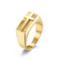BM Fashion Stainless Steel Rings Religious Catholic Jewelry Seal Holy Light Chunky Cross Ring for Men