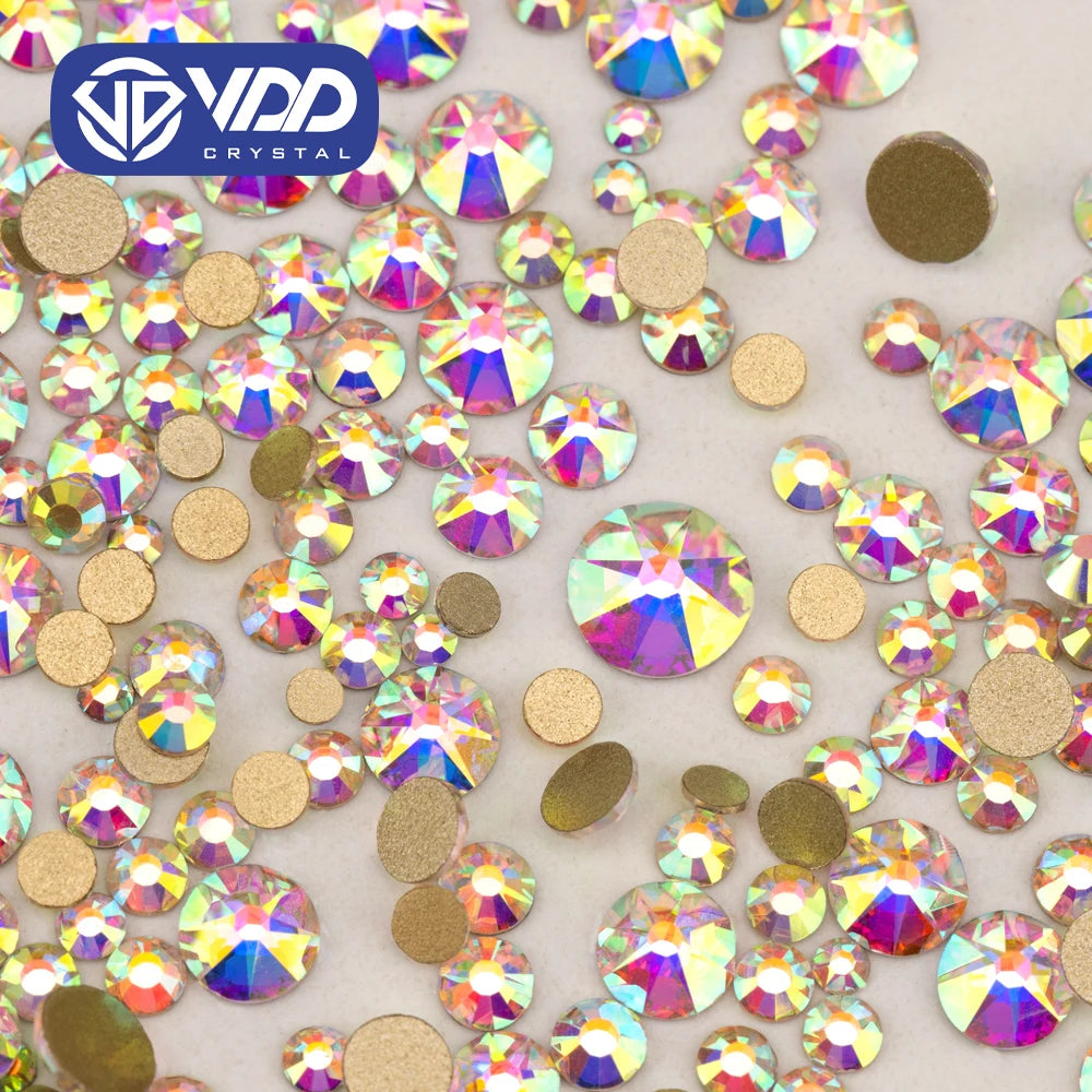 VDD 055 Crystal AB SS6-SS30 2088 Crystal Rhinestones High Quality  8 Big 8 Small Flat Back Stone for DIY Nail Art Decoration
