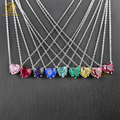 New Trend Colorful Diamonds Necklace 925 Silver Jewelry 8x8mm Lab Grown Gemstone Heart Pendant Necklace for Women