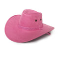 Faux Felt Wide Brim Western Cowboy Hat Suede Outdoor Sunshade Hat Men's Riding Hat With Strap