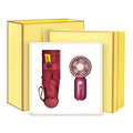 ABS Mini Fan Gift Set Box with 3 Wind Speeds Five-Fold Umbrella for Promotional & Business Use