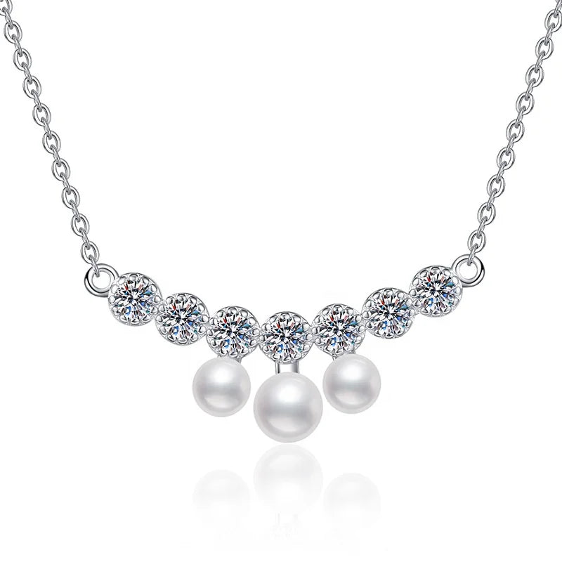 S925 Sterling Silver Moissanite Freshwater Pearl Smile Pendant Necklace for Women Wholesale Product Category