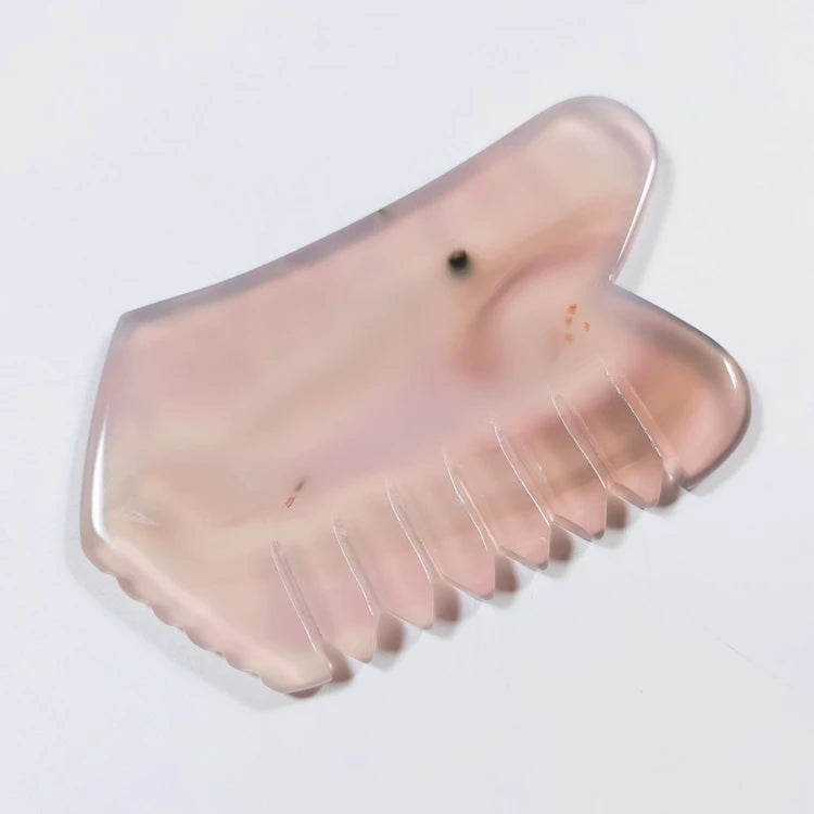 Huiying Natural Grey Agate Gua Sha Comb Board Beauty And Personal Care