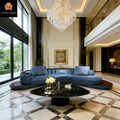 Luxury Hotel Villa Club Sofa Set Velvet Fabric Sofa Sectionals Half Round Blue Home Furniture Living Room Leather Sofa Modern