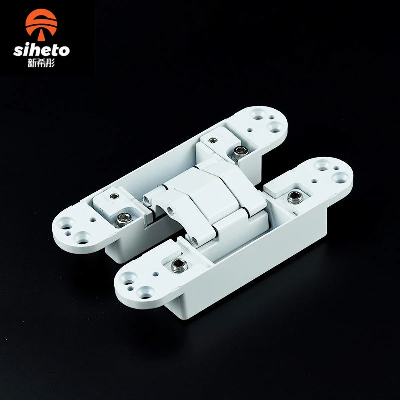 White Zinc Alloy Modern Door Hidden Hinge Adjustable Soft Closing Heavy Duty Invisible Concealed