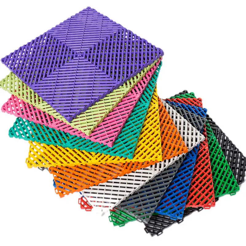 Rigid Modular Colorful Interlocking Garage Floor Tiles Industrial Plastic Garage Flooring Mats for Car Detailing Shop Workshop