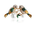 Fashion Rhinestone Inlaid Kiss Bird Enamel Dripping Oil Love Bird Collar Pin Clothing Accessories Clothes Collar Pin