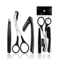 3pcs Black Eco-friendly Personal Care Beauty Makeup Kit Slanted Tip Tweezers Stainless Steel Scissor Razor for Eyebrow Grooming