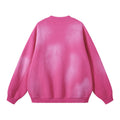 Vintage Trending Fall Wash Gradient Full Sleeve Red Rose Embroidered Crew Neck Sweatshirts Round Neck Hoodies Wholesale