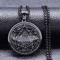 Seven Angels Medal Stainless Steel Glass Pendant Necklace Fashionable Saint Michael Talisman for Couples Christian Zircon