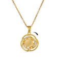 Hot Selling Stainless Steel Chain Necklace Copper Plated Shiny Zircon Cat Eye Rotating Spinning Clover Pendant Necklace