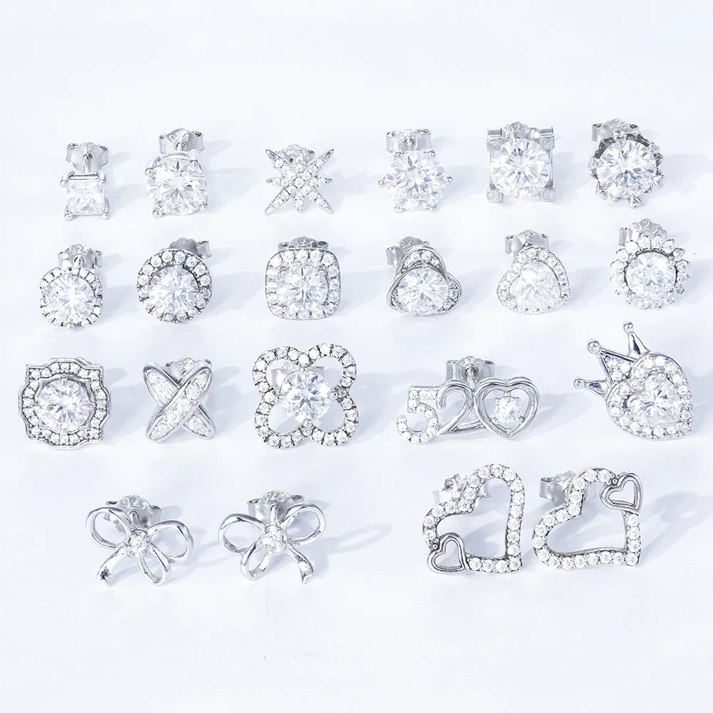 Women Round butterfly Heart Flower Shaped Gra Certified Vvs S925 Sterling Silver Screw Back Moissanite Diamond Stud Earring