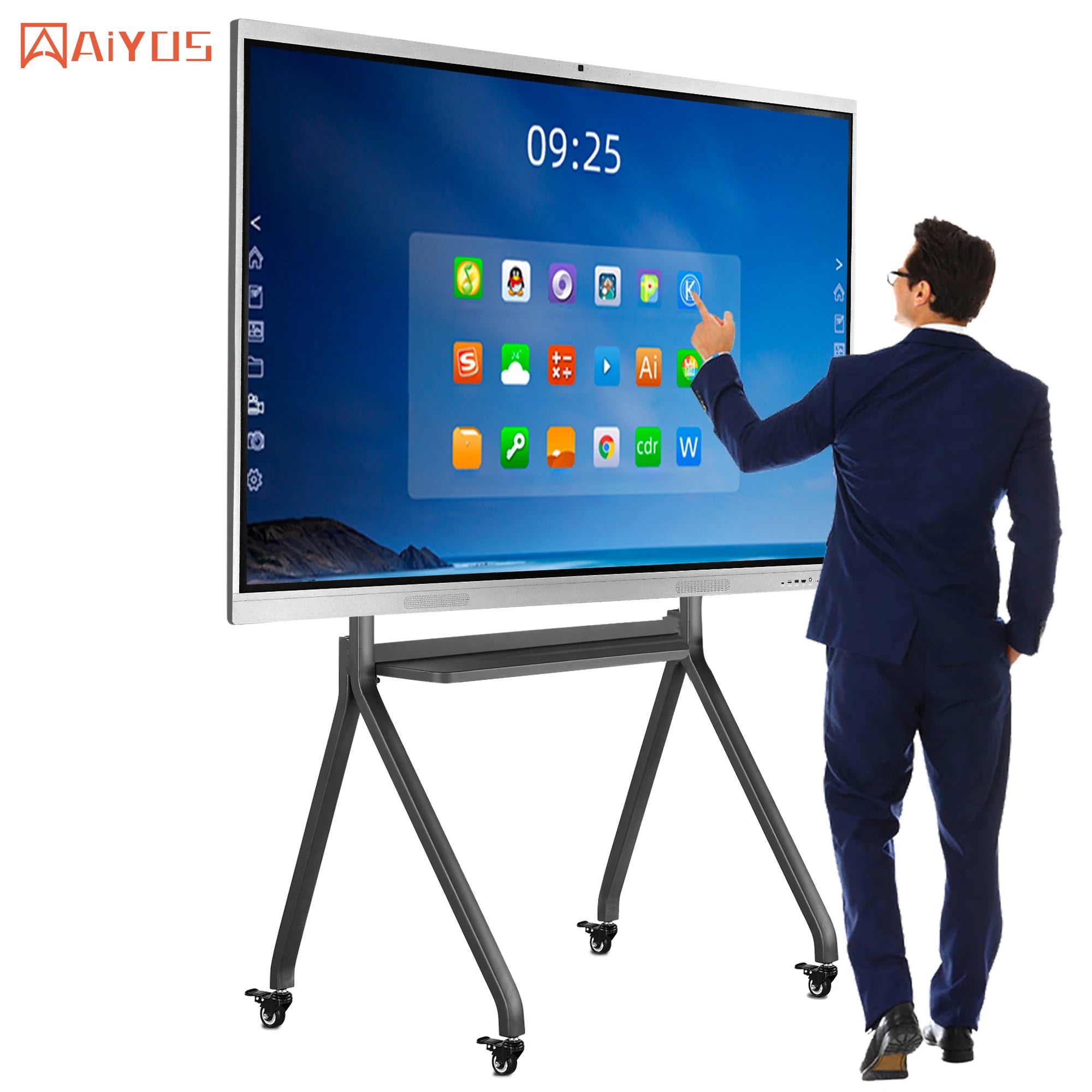 Smart Board 55 65 75 85 Inch Portable Free Standing Digital Signage 3840*2160 UHD All in One Interactive Boards for School