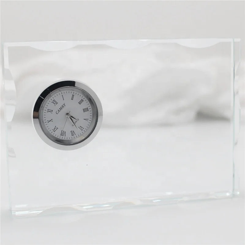 Home Office Decor Crystal Clocks Home Decor/custom logo Crystal Clock for Promotional Office Table Souvenirs
