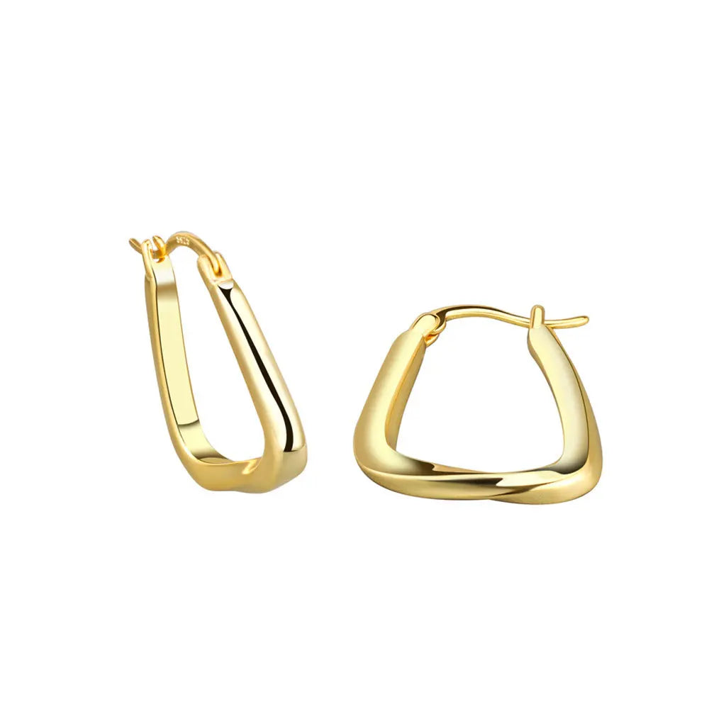 Twist Triangle Geometric Hoop Earrings for Women Couple Trendy Vintage Personality Pattern Prevent Allergy Jewelry Gift