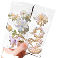 Cute Small Daisy Butterfly Girly 5-piece Set of Hair Clips Pearl Rhinestones Hair Clips for Girls