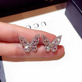 SC 2022 Hot Selling Korean Style Earrings Fairy Shiny Crystal Earrings Temperament S925 Silver Butterfly Stud Earrings for Women