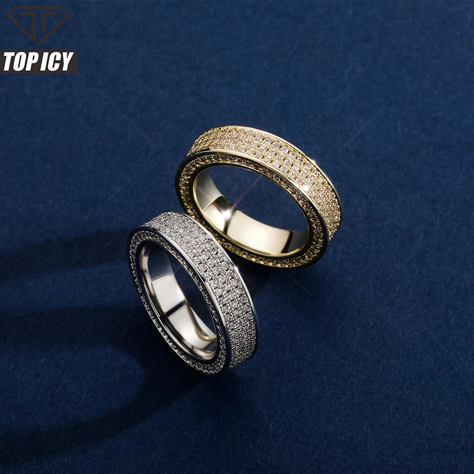 Brass AAA CZ Micro Paved All Iced Out Men CZ Stone Rings Charm Big Hip Hop Ring