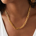EManco NEW 4mm 6mm 8mm 10mm Figaro Link Chain Stainless Steel Gold Plated Necklace for Men Women Unisex
