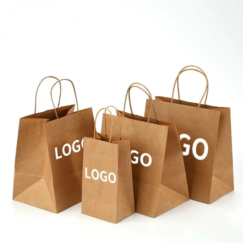 China Manufactured Environment Friendly Recycled Materials Offset Printed Supermarket Twisted Paper Handle Kraft Brown Gift Bag