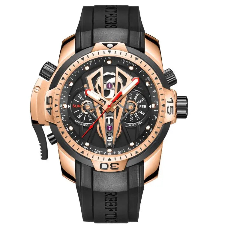 REEF TIGER RGA3591R Famous Male Designer Sport Mens Watch Perpetual Calendar Mechanical Clock Waterproof Relogio Masculino