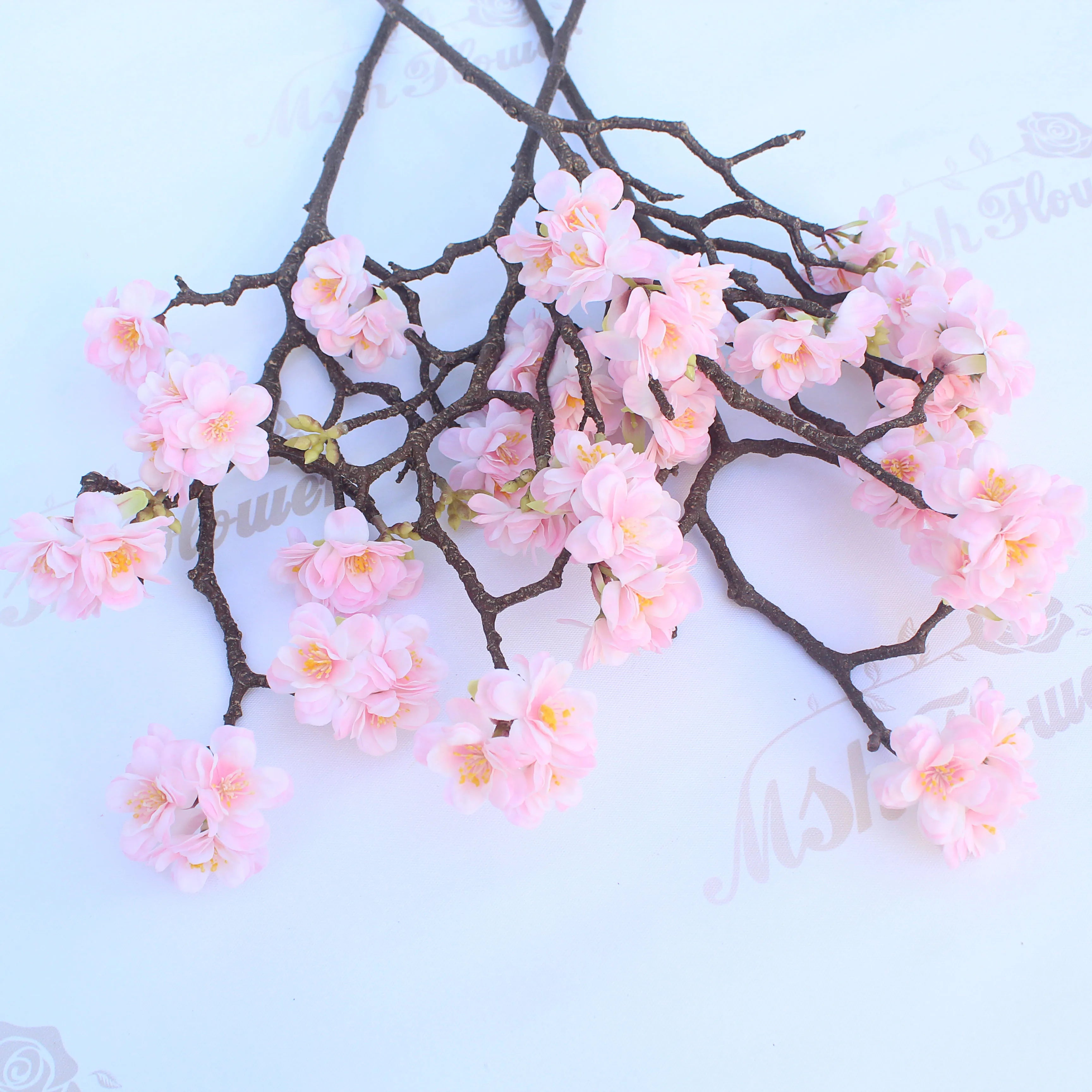 M313 Luxury Artificial Flowers Japanese Sakura Silk Artificial Cherry Blossom Stem Real Touch Latex Cherry Blossom Flower Branch