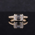 10k 14k 18k Solid Gold East West 1.5ct Emerald Cut Moissanite Diamond Engagement Ring