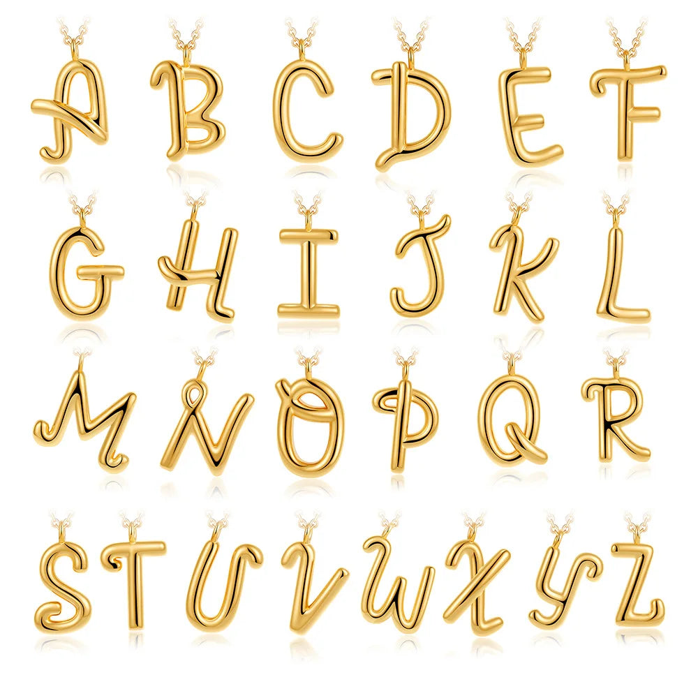 Fashion Jewelry European American Versatile 18K Gold Plated 26 Letters Initial Necklace Mini Initial Necklace Pendant for Woman