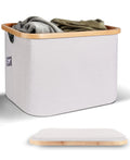 Foldable Storage Holders Boxes Box Laundry Basket Organizer Bamboo Rim Collapsible Fabric Storage Basket for Storage ClothesToy