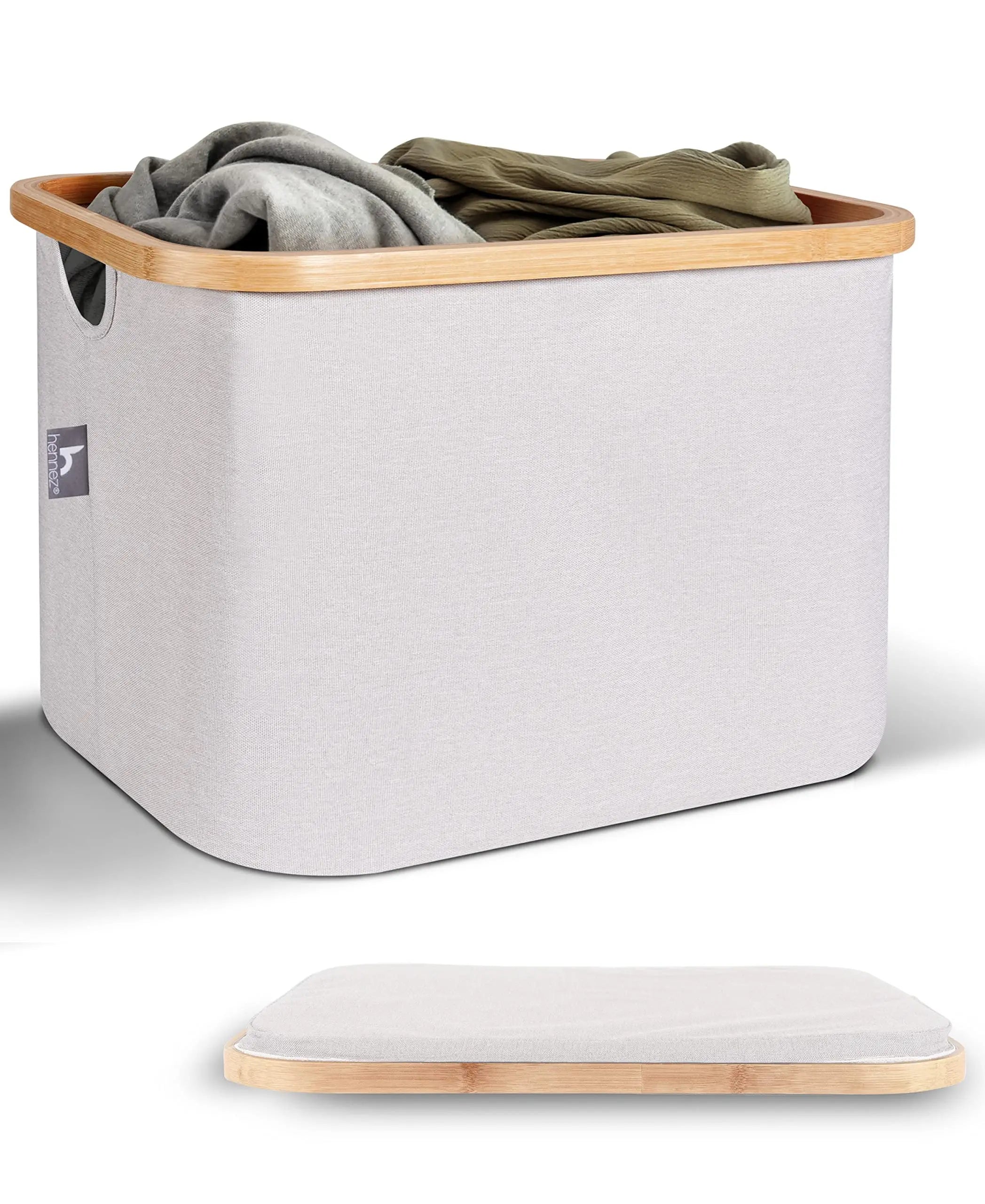 Foldable Storage Holders Boxes Box Laundry Basket Organizer Bamboo Rim Collapsible Fabric Storage Basket for Storage ClothesToy