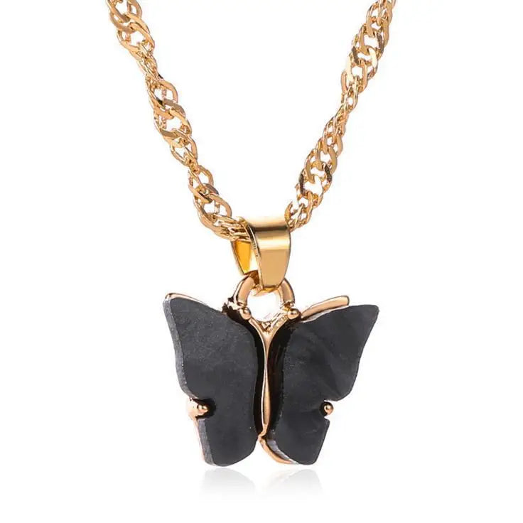 Xmas butterfly Fashion Classic Silver Color Insect Shape Chains Necklace for Women Pendant Jewelry Accessories Necklaces Gift