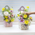 Latest Flower Bag Mother's Day Double-Sided Printing Portable Bouquet Flower Box with Bows