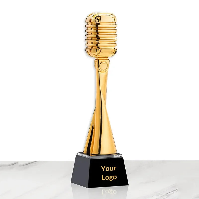 Guangzhou Manufactures Custom Eco-Friendly Crystal Microphone Trophy Award Souvenir Hand Carved Laser Engraved Gift Box