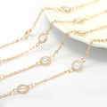 Wholesale Inlaid Zircon 14K Gold Plated Brass Chain Zircon O Shaped Chain Roll for Jewelry Making Accessories