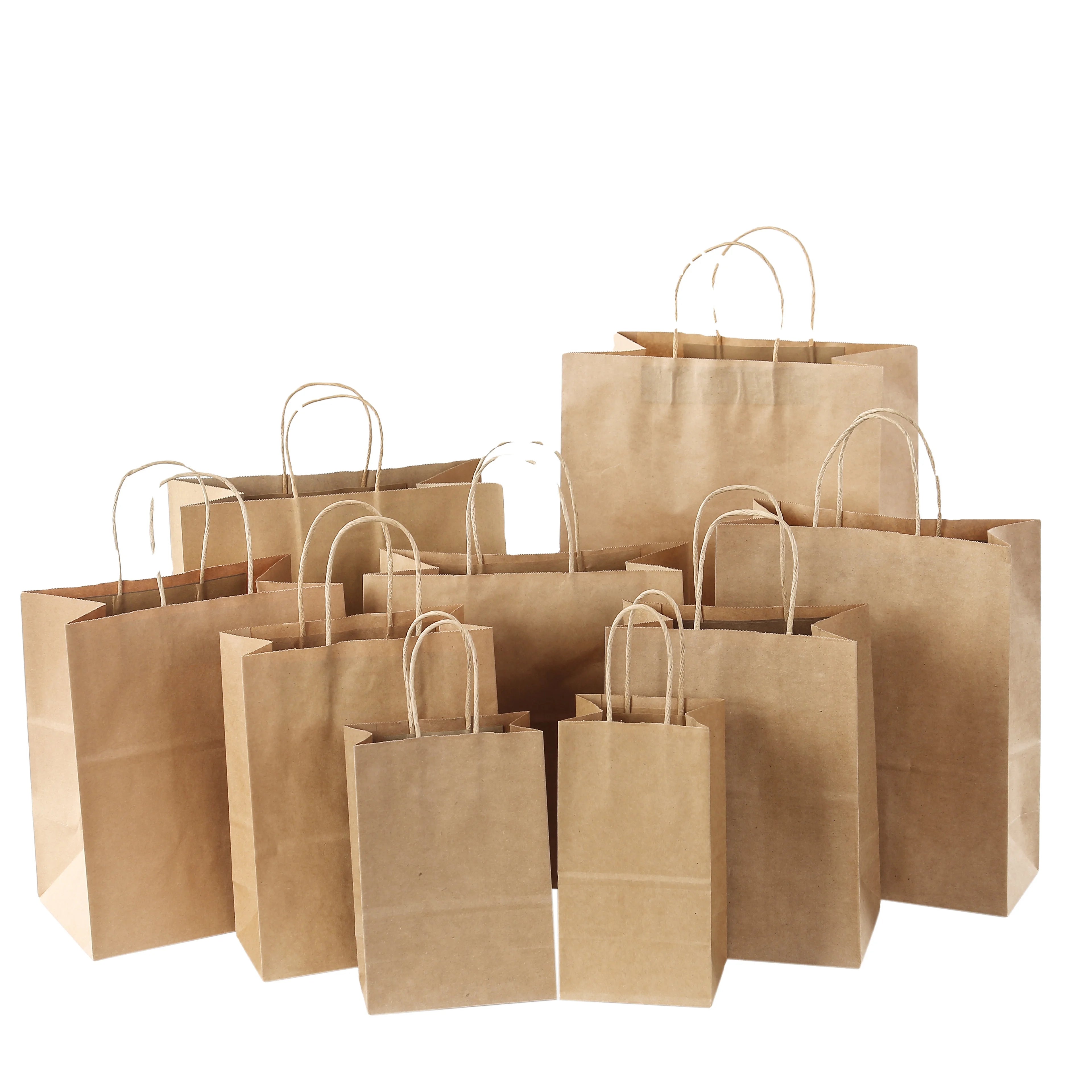 Customizable Eco-Friendly Brown Kraft Paper Bag with Ribbon for Tea Clothing Crafts Shoes Candle Promotion Includes Custom Logo