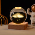Personalize logo 3d Laser Engraving Solar System Crystal Ball Factory Wholesale Blank Crystal Glass Ball with Led Base