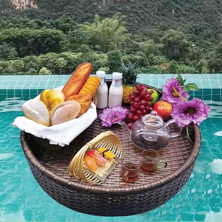 Popular Hot Spring Hotel Swimming Pool Floating Basket Water Floating Tray Floating Rattan Basket Rattan Tray for Pool