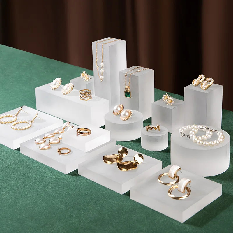 Customized Logo Matt Acrylic Vertical Jewelry Bracelet Stand Display Set Dull Polish Acrylic Jewelry Holder for Show Case