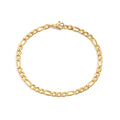 Men's Simple 316L Stainless Steel 14K Gold Plated 4MM Wide Figaro Chain Bracelet Diamond 16.5CM Titanium Steel Link Chain