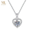 S925 Silver Pendant Classic Moissanite Heart Shape Pendant 1 Carat Moissanite Heart Moissanite Necklaces for Wife Women
