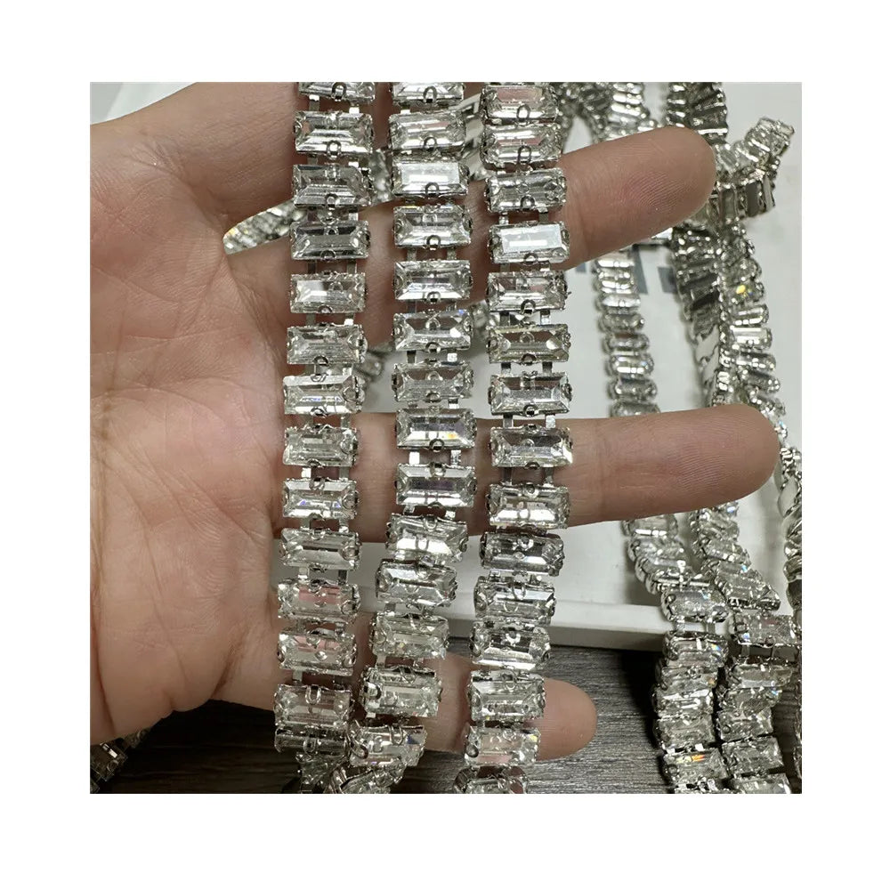 10yards Crystal  Motif  Rhinestone Trim With Rhinestones Sew on Chain for Wedding DIY