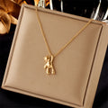 Simple Tarnish Free 18k Gold Plated Stainless Steel Cute Bear Pendant Necklace Women Jewelry