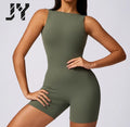 Joyyoung Wholesale Sport Gym Fitness Hollowed Out Bodysuit Backless Tops Scrunch Butt One Piece Yoga Rompers Playsuit