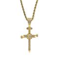 CN133 Brass CZ Cross Pendant Iced Out Hip Hop Necklace with Rope Chain Gold Plated Silver Plated for Men Women Unisex