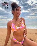 2025 Sexy Swimwear Recycle FabricBathing Suits Fruit Pattern Swimsuit Custom logo Bikini Set