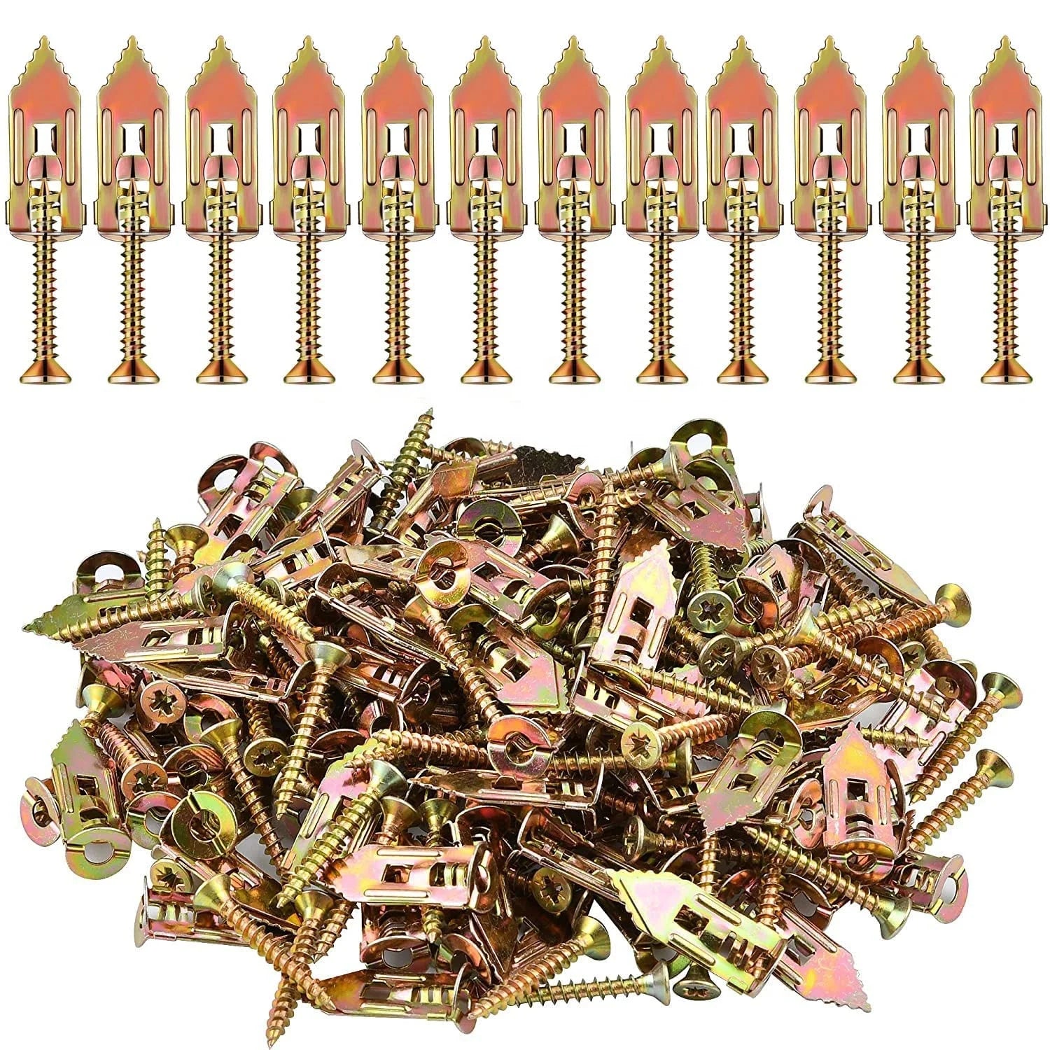 10x30mm Steel Drywall Anchors Hammer Self-Tapping Screws Kit DIN Self-Drilling Anchors for Plasterboard Wall Fixing Plug