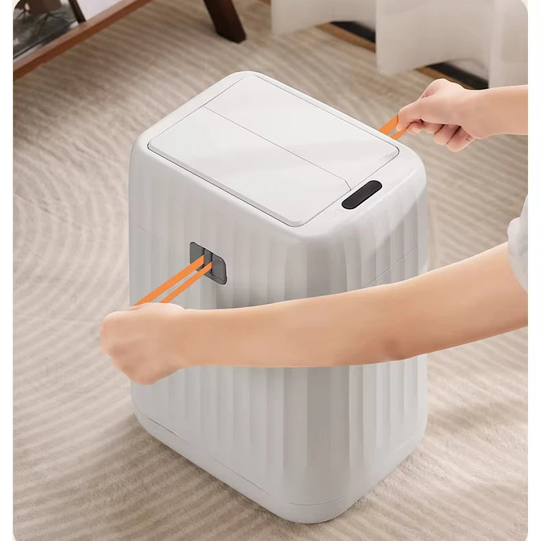 15L Smart Dual Rectangular Trash Can Double Lid Diaper Bucket for Kitchen & Bathroom - PP Material Recycling Storage Bin